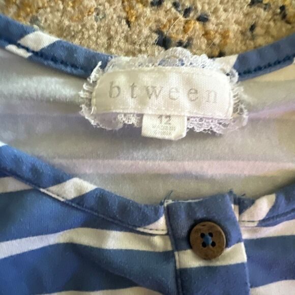 Girls’ Blue & White Striped Romper – Size 12 (btween) - Picture 3 of 4